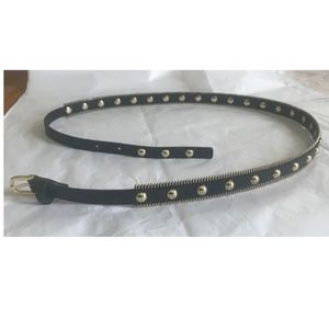 Rebecca Minkoff Black Gold Stud Zipper Belt
